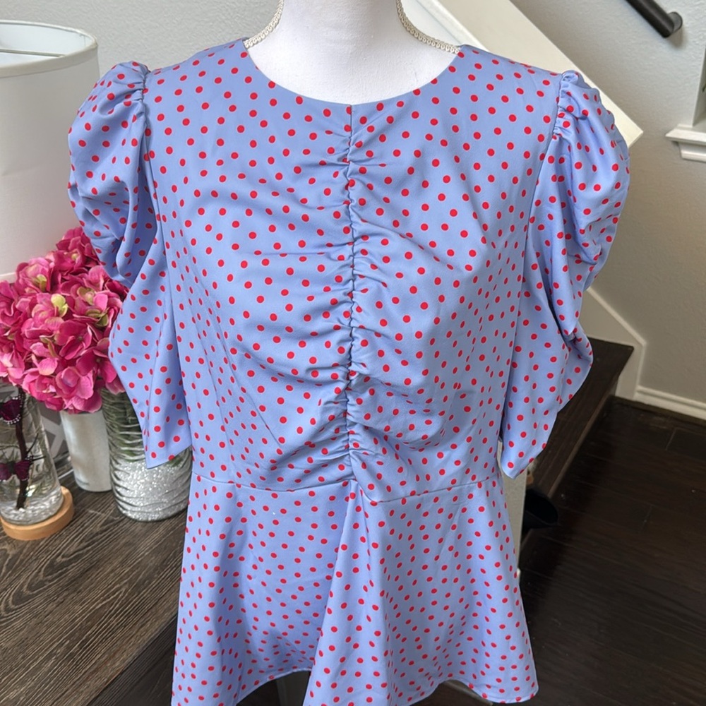 Kate Spade Spring Time Dot Ruched Top - Picture 9 of 14